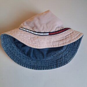 Reversible baby sun bucket hat Tommy Hilfiger pink corduroy denim size 6 months